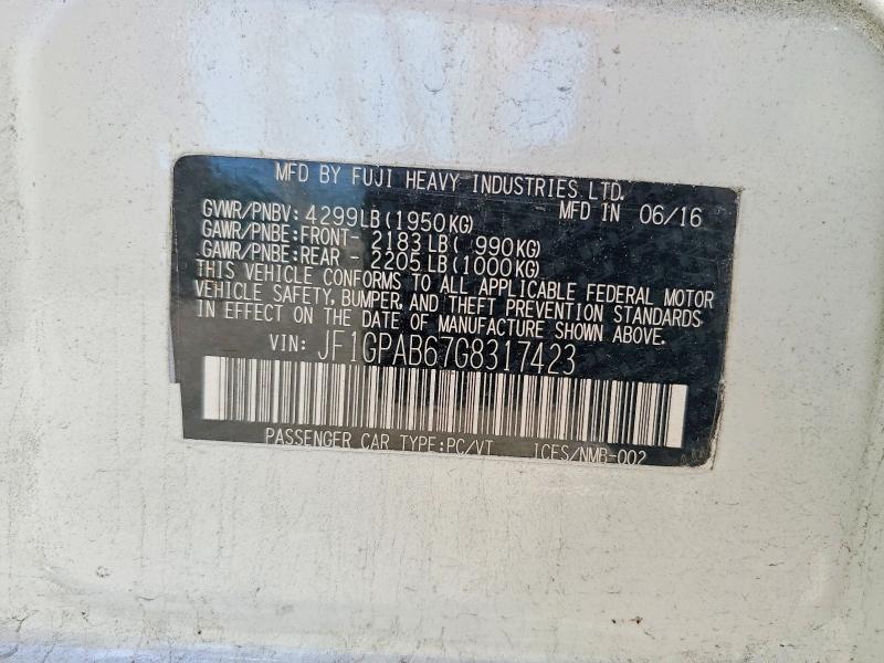 Aukcja sprzedaży 2016 Subaru Impreza, vin: JF1GPAB67G8317423, numer aukcji: 56479186