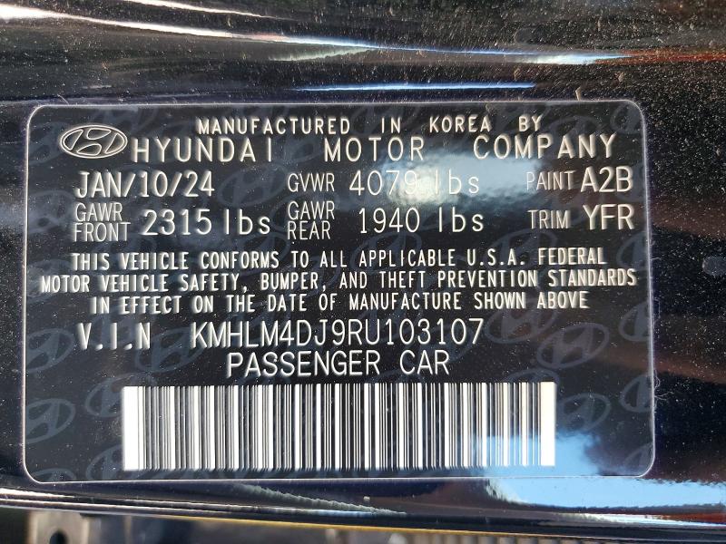 2024 Hyundai Elantra მანქანა იყიდება აუქციონზე, vin: KMHLM4DJ9RU103107, აუქციონის ნომერი: 58924516