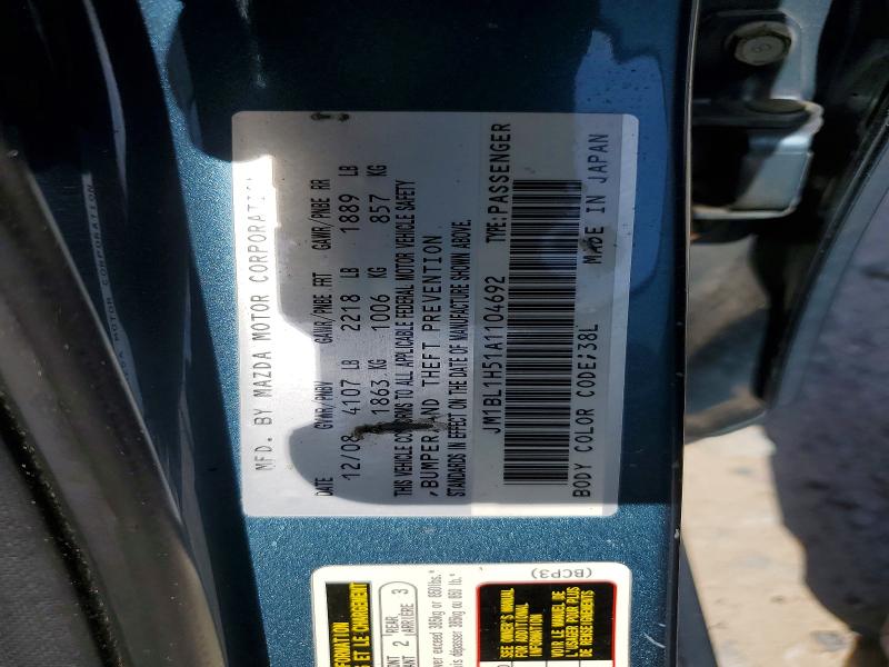 Aukcja sprzedaży 2010 Mazda 3, vin: JM1BL1H51A1104692, numer aukcji: 59191356