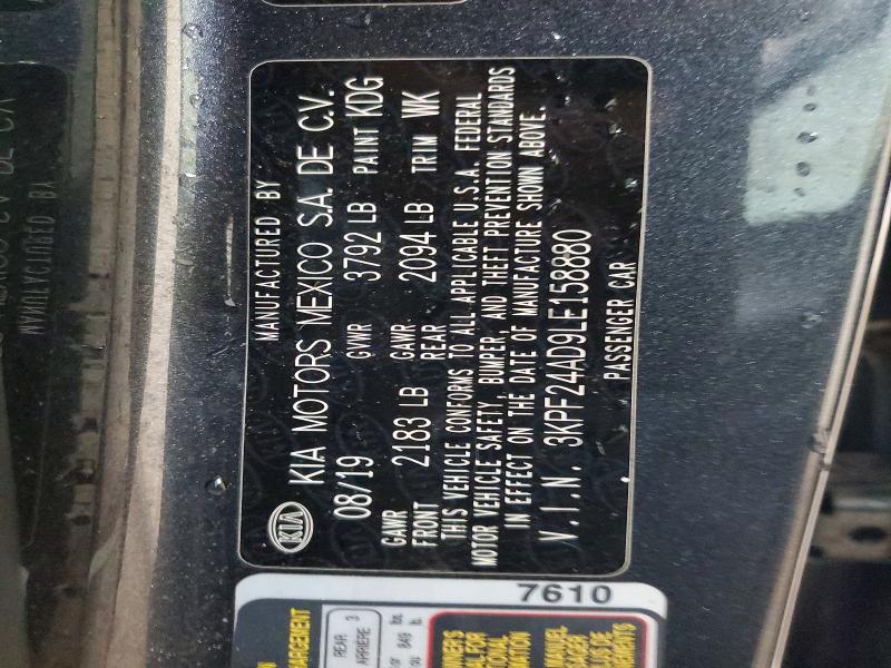 55717406 :رقم المزاد ، 3KPF24AD9LE158880 vin ، 2020 Kia Forte مزاد بيع