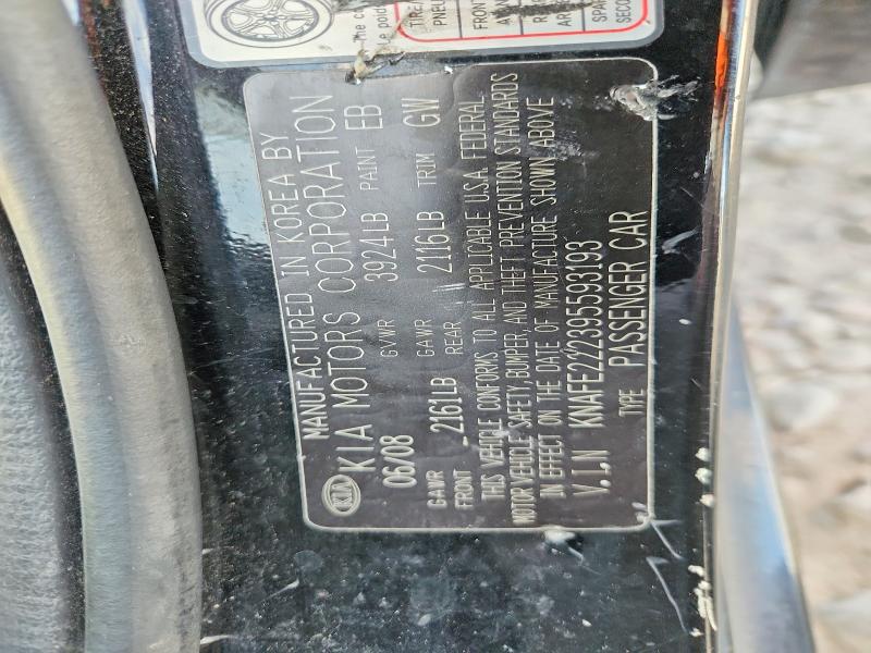 Продажа на аукционе авто 2009 Kia Spectra, vin: KNAFE222395593193, номер лота: 55015196