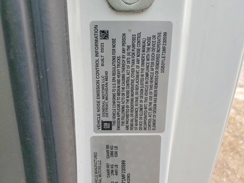 58966166 :رقم المزاد ، 1GB3YLE71MF230599 vin ، 2021 Chevrolet Silverado مزاد بيع