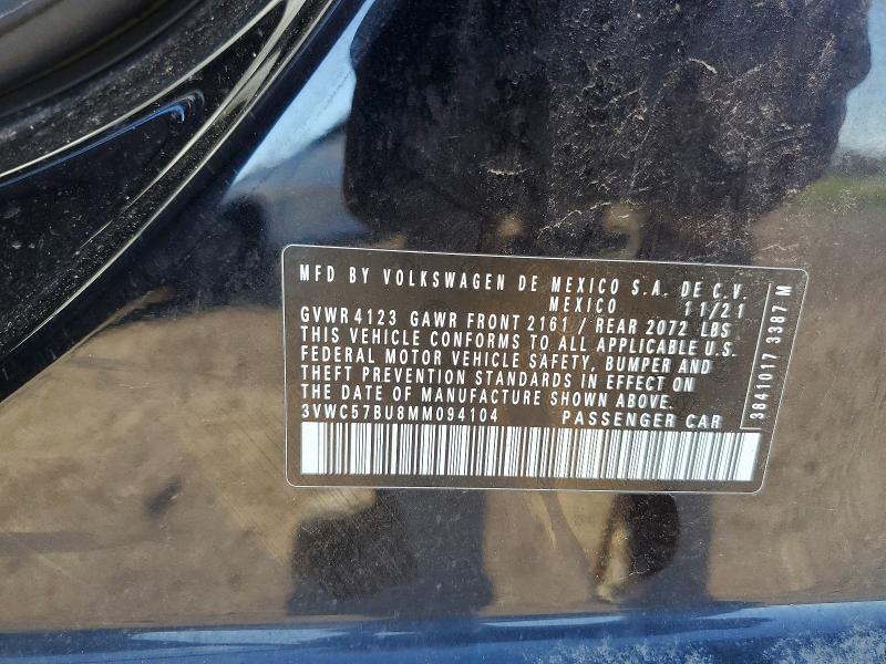 Aukcja sprzedaży 2021 Volkswagen Jetta, vin: 3VWC57BU8MM094104, numer aukcji: 58277956