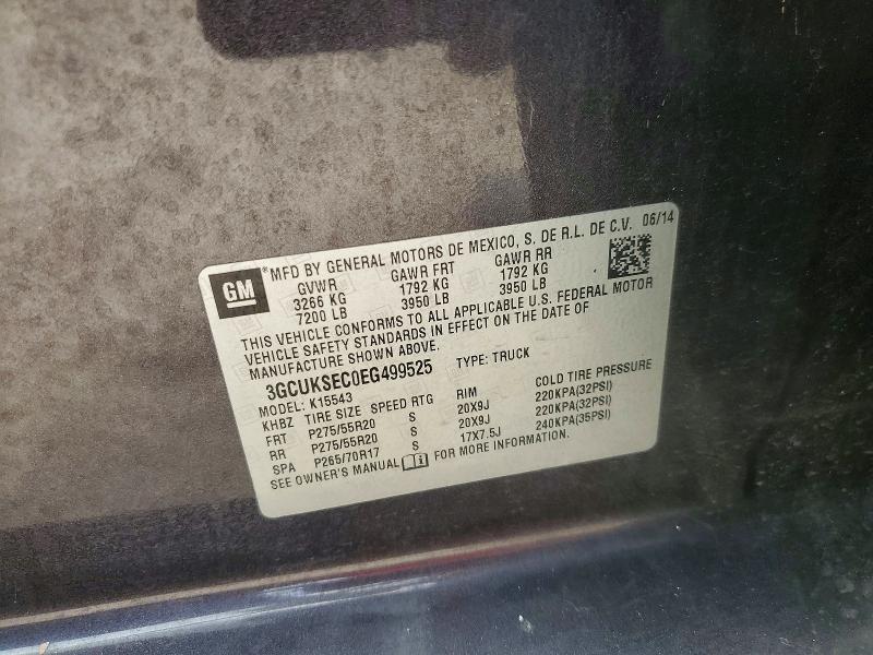 Aukcja sprzedaży 2014 Chevrolet Silverado, vin: 3GCUKSEC0EG499525, numer aukcji: 57876536