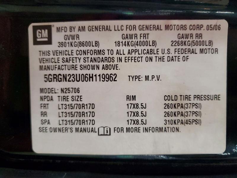 Продажа на аукционе авто 2006 Hummer H2, vin: 5GRGN23U06H119962, номер лота: 59164686
