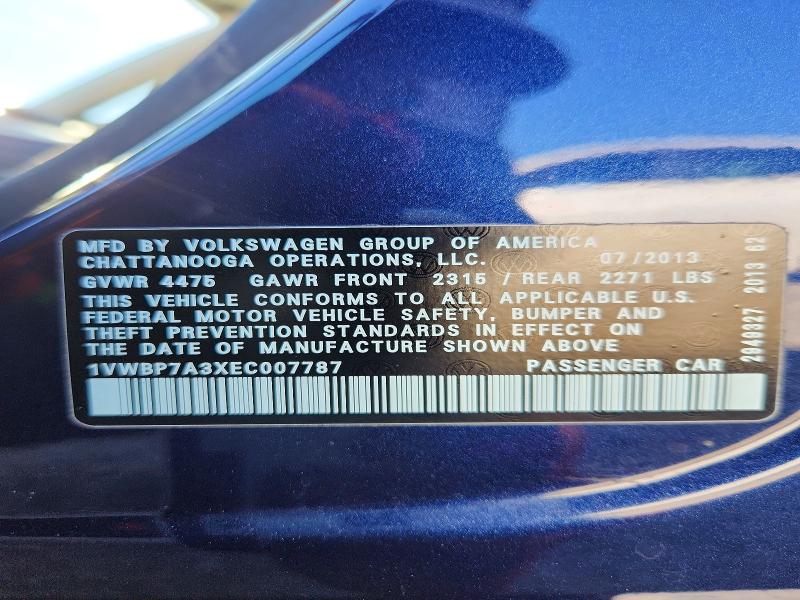Продажа на аукционе авто 2014 Volkswagen Passat, vin: 1VWBP7A3XEC007787, номер лота: 57962916