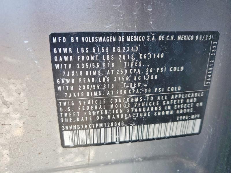 58417126 :رقم المزاد ، 3VVNB7AX7PM128846 vin ، 2023 Volkswagen Tiguan مزاد بيع