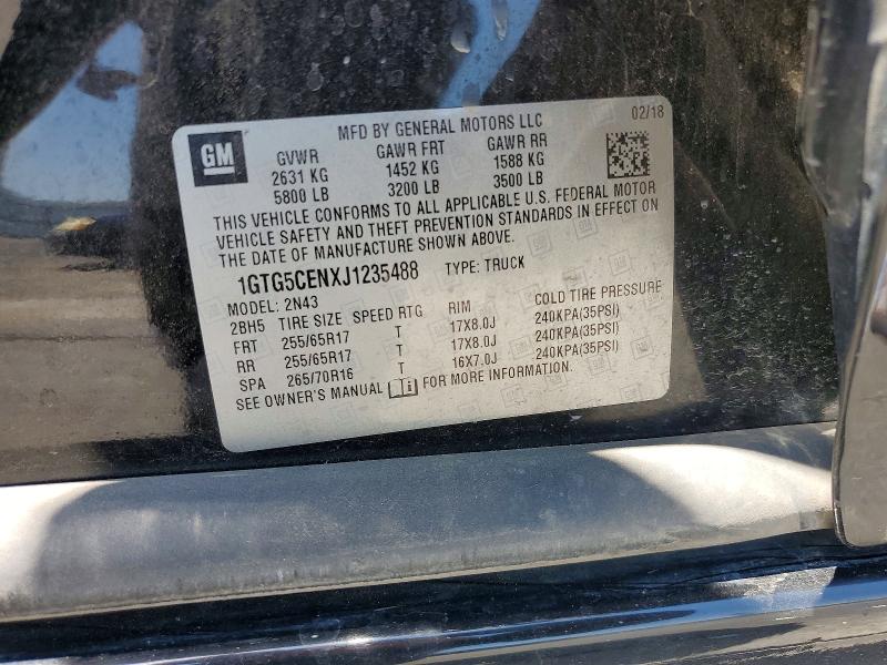 58100186 :رقم المزاد ، 1GTG5CENXJ1235488 vin ، 2018 Gmc Canyon مزاد بيع