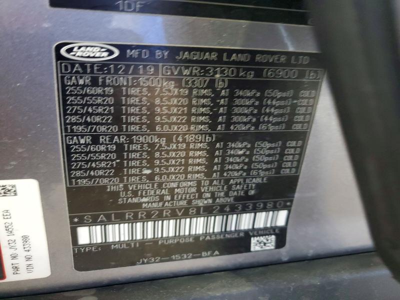 Продажа на аукционе авто 2020 Land Rover Discovery, vin: SALRR2RV8L2433980, номер лота: 56979896