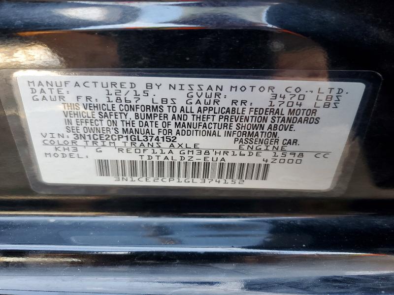 Aukcja sprzedaży 2016 Nissan Versa Note, vin: 3N1CE2CP1GL374152, numer aukcji: 58565166