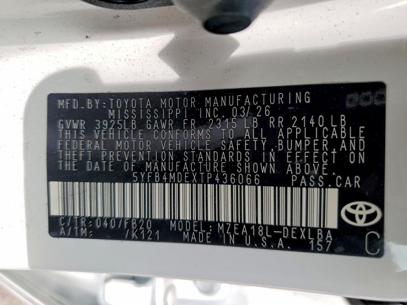55900666 :رقم المزاد ، 5YFB4MDEXTP436066 vin ، 2026 Toyota Corolla مزاد بيع