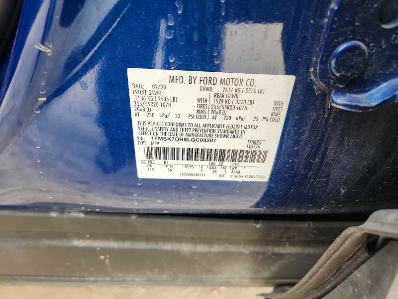 56496636 :رقم المزاد ، 1FMSK7DH8LGC09201 vin ، 2020 Ford Explorer مزاد بيع