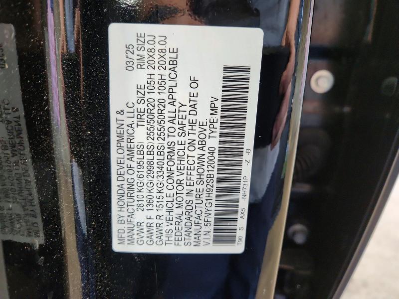 Aukcja sprzedaży 2025 Honda Pilot, vin: 5FNYG1H92SB120040, numer aukcji: 58994286