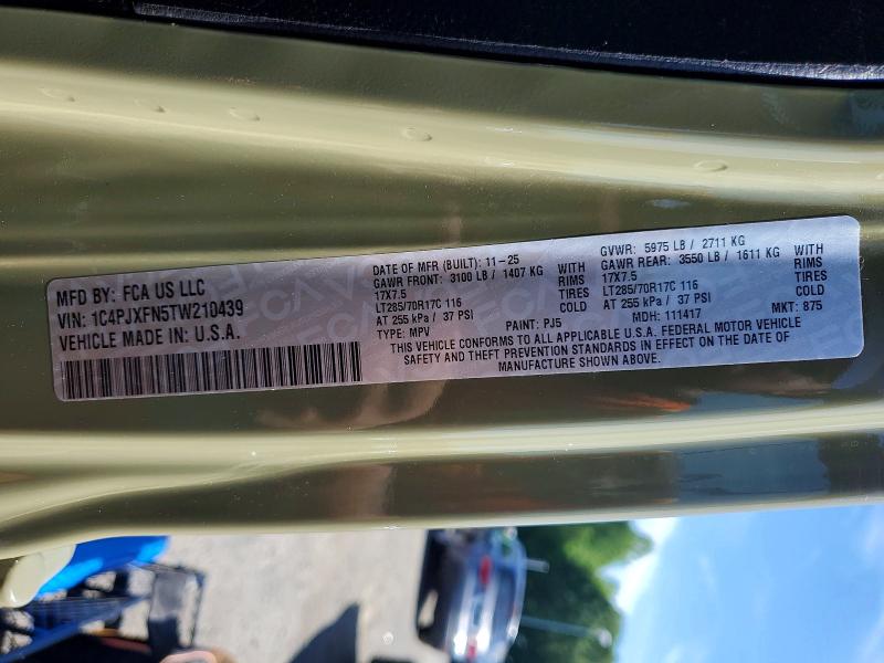 Продажа на аукционе авто 2026 Jeep Wrangler, vin: 1C4PJXFN5TW210439, номер лота: 57746896