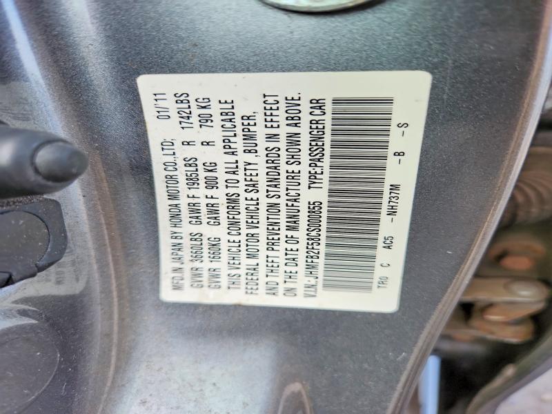 56496916 :رقم المزاد ، JHMFB2F58CS000855 vin ، 2012 Honda Civic مزاد بيع