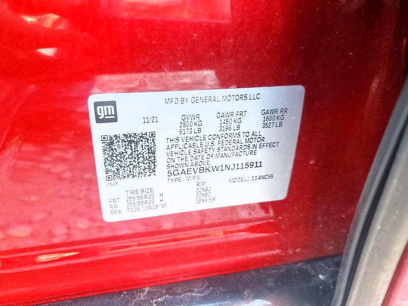 Aukcja sprzedaży 2022 Buick Enclave, vin: 5GAEVBKW1NJ115911, numer aukcji: 58629576