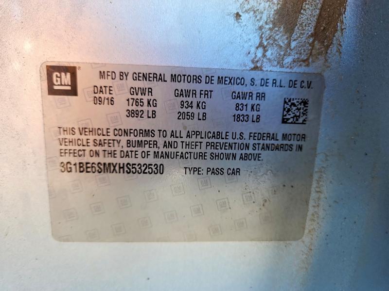 Продаж на аукціоні авто 2017 Chevrolet Cruze, vin: 3G1BE6SMXHS532530, номер лоту: 59179086