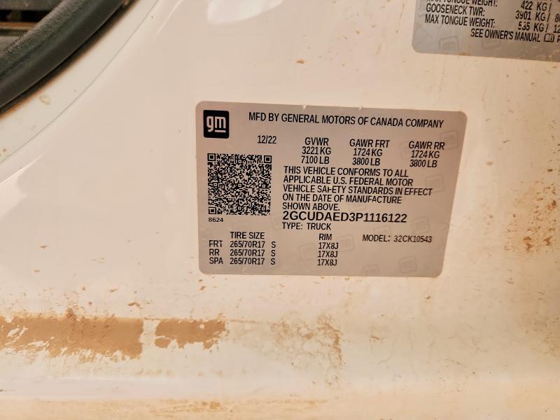 56690136 :رقم المزاد ، 2GCUDAED3P1116122 vin ، 2023 Chevrolet Silverado مزاد بيع