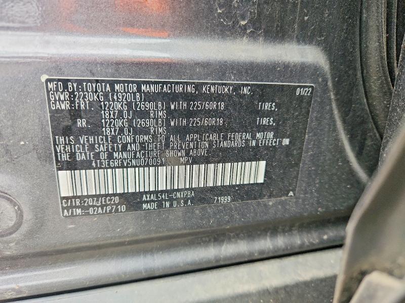 56323386 :رقم المزاد ، 4T3E6RFV5NU070091 vin ، 2022 Toyota Rav4 مزاد بيع
