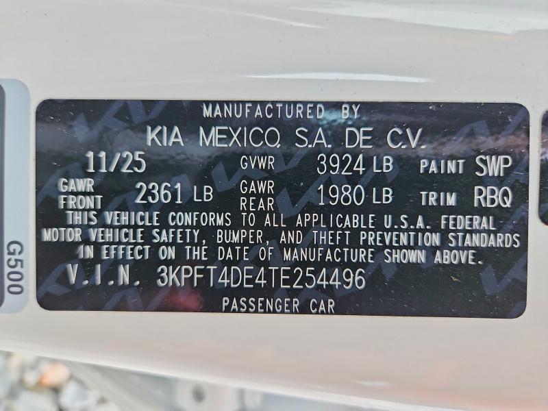 Продажа на аукционе авто 2026 Kia K4, vin: 3KPFT4DE4TE254496, номер лота: 56268216