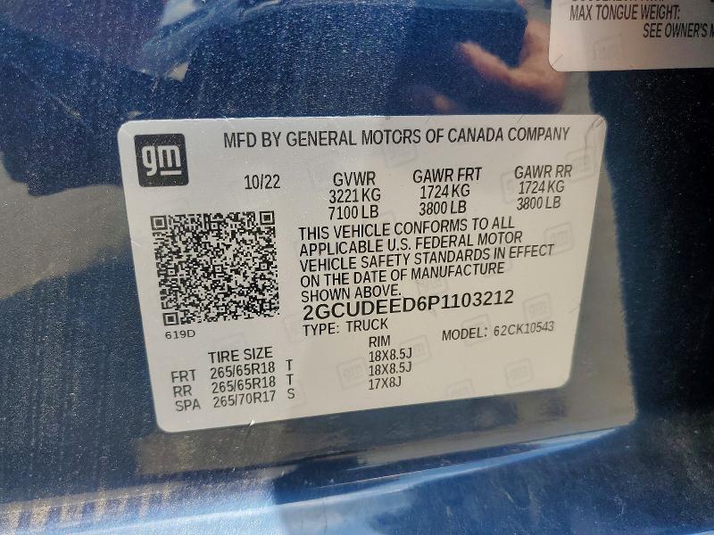 2023 Chevrolet Silverado მანქანა იყიდება აუქციონზე, vin: 2GCUDEED6P1103212, აუქციონის ნომერი: 56537616
