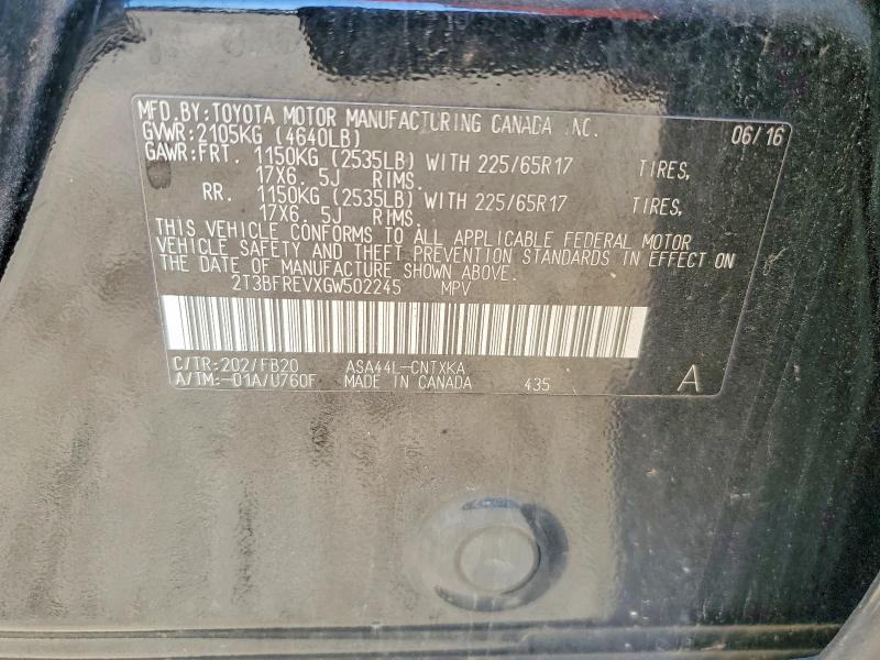 Продажа на аукционе авто 2016 Toyota Rav4, vin: 2T3BFREVXGW502245, номер лота: 55914056