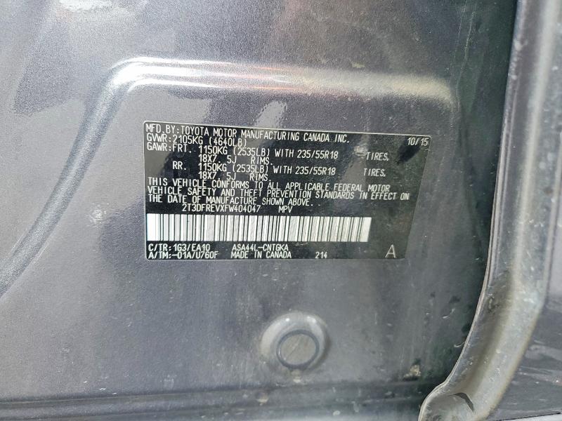 Продаж на аукціоні авто 2015 Toyota Rav4, vin: 2T3DFREVXFW404047, номер лоту: 58417856