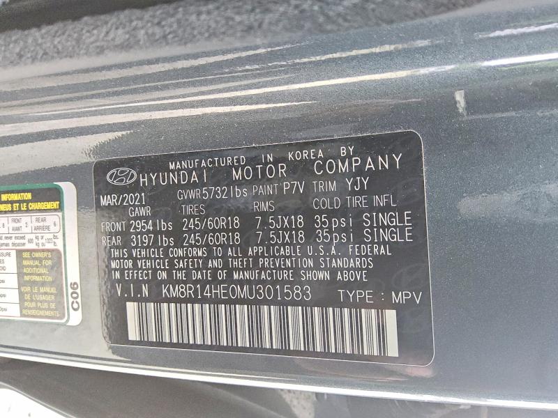 Продаж на аукціоні авто 2021 Hyundai Palisade, vin: KM8R14HE0MU301583, номер лоту: 57952866