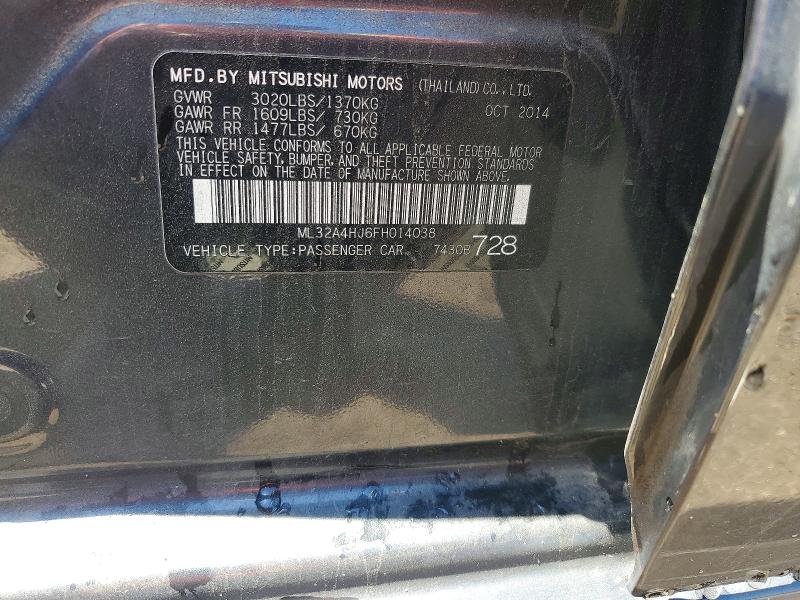 55874056 :رقم المزاد ، ML32A4HJ6FH014038 vin ، 2015 Mitsubishi Mirage مزاد بيع