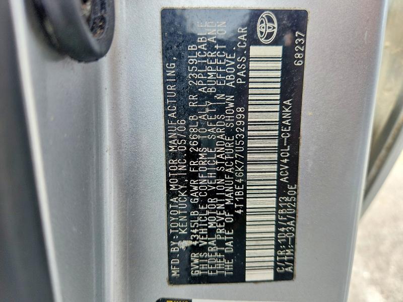 55855266 :رقم المزاد ، 4T1BE46K77U532998 vin ، 2007 Toyota Camry مزاد بيع