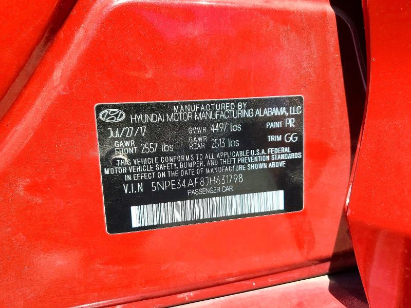 57025476 :رقم المزاد ، 5NPE34AF8JH631798 vin ، 2018 Hyundai Sonata مزاد بيع