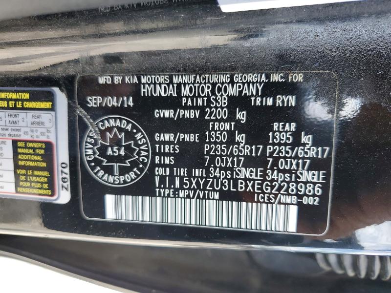 2014 Hyundai Santa Fe Sport მანქანა იყიდება აუქციონზე, vin: 5XYZU3LBXEG228986, აუქციონის ნომერი: 56631016