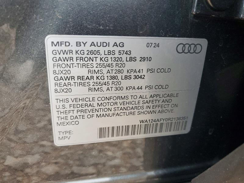 Продажа на аукционе авто 2024 Audi Sq5, vin: WA124AFY0R2136351, номер лота: 58235266