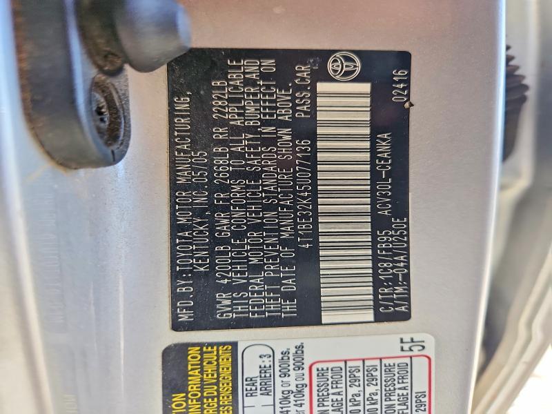 56286176 :رقم المزاد ، 4T1BE32K45U077136 vin ، 2005 Toyota Camry مزاد بيع