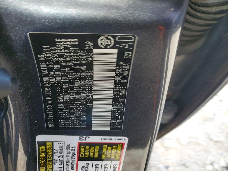 56802036 :رقم المزاد ، 2T1BU4EE6BC637198 vin ، 2011 Toyota Corolla مزاد بيع