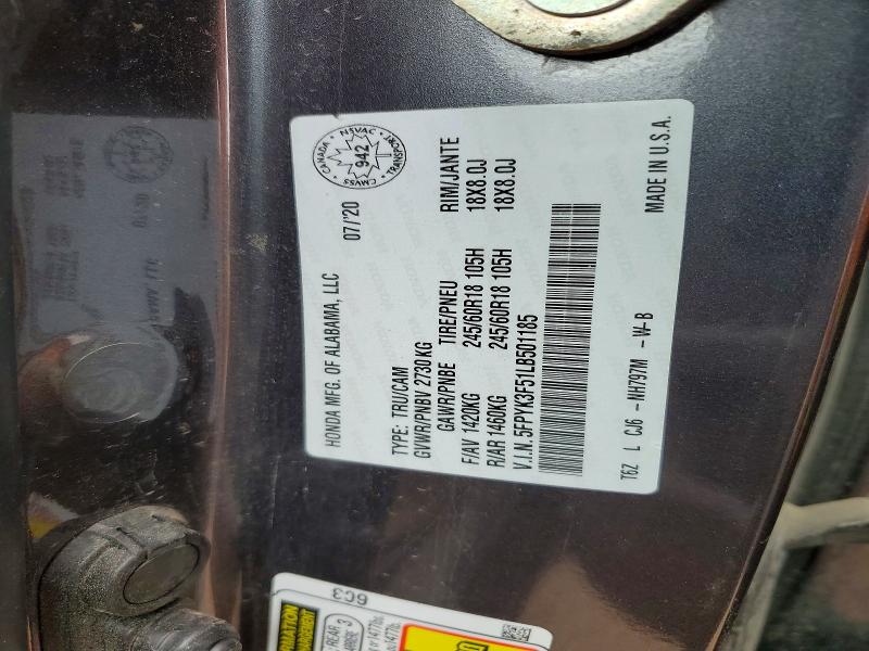 55804726 :رقم المزاد ، 5FPYK3F51LB501185 vin ، 2020 Honda Ridgeline مزاد بيع