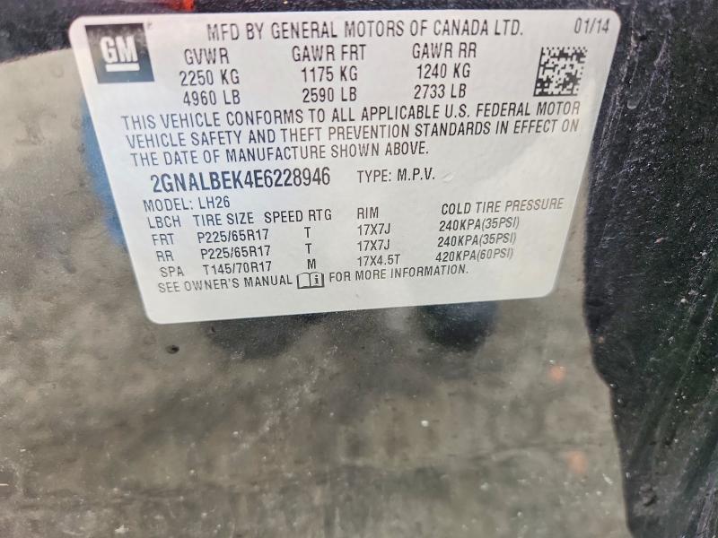 58774656 :رقم المزاد ، 2GNALBEK4E6228946 vin ، 2014 Chevrolet Equinox مزاد بيع