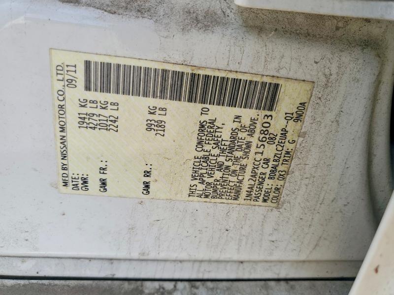 2012 Nissan Altima მანქანა იყიდება აუქციონზე, vin: 1N4AL2APXCC156803, აუქციონის ნომერი: 58651156