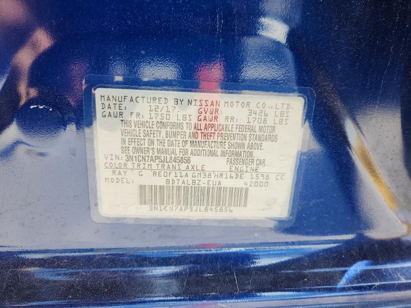 Aukcja sprzedaży 2018 Nissan Versa, vin: 3N1CN7AP5JL845856, numer aukcji: 56544166