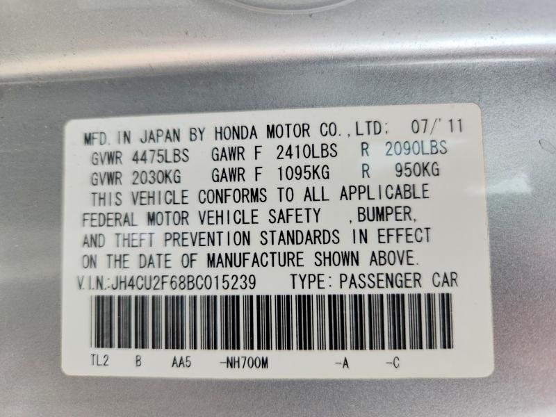 Продажа на аукционе авто 2011 Acura Tsx, vin: JH4CU2F68BC015239, номер лота: 55429196