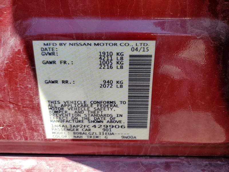 Aukcja sprzedaży 2015 Nissan Altima, vin: 1N4AL3AP2FC429906, numer aukcji: 54920246