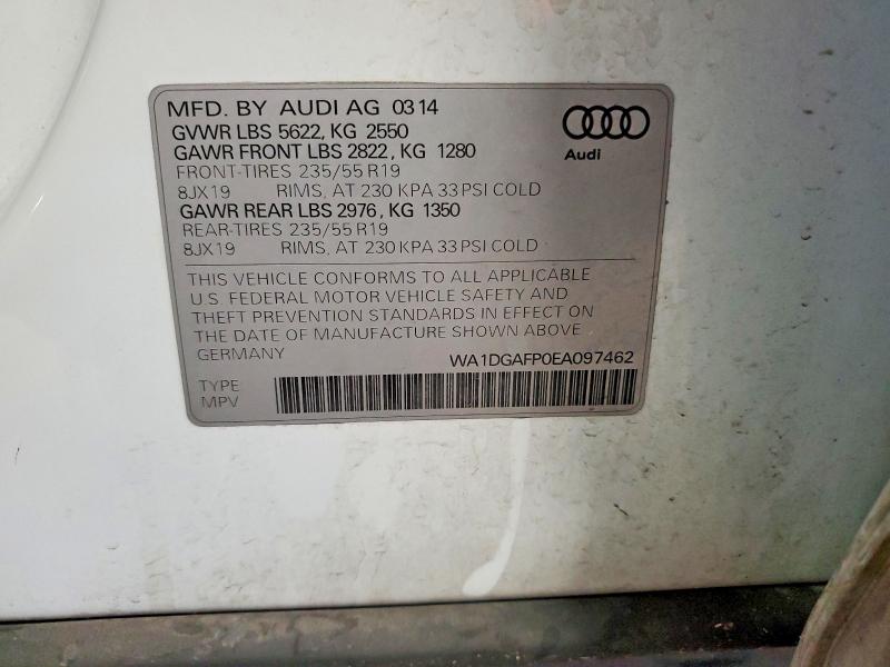Aukcja sprzedaży 2014 Audi Q5, vin: WA1DGAFP0EA097462, numer aukcji: 56889136