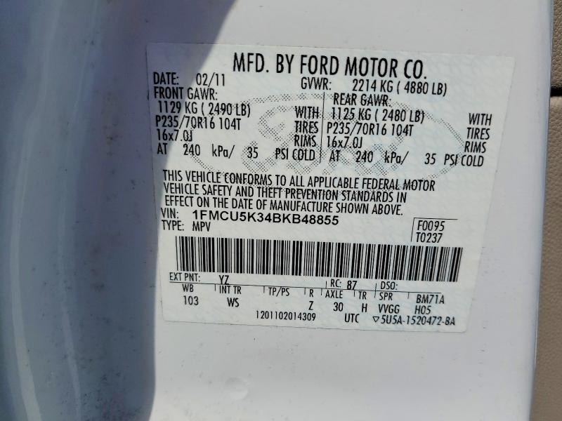 Продажа на аукционе авто 2011 Ford Escape, vin: 1FMCU5K34BKB48855, номер лота: 58234696