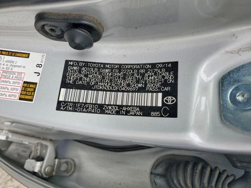 2015 Toyota Prius მანქანა იყიდება აუქციონზე, vin: JTDKN3DU2F0409697, აუქციონის ნომერი: 56511946
