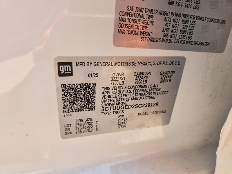 Продаж на аукціоні авто 2025 Gmc Sierra, vin: 3GTUUGED3SG239129, номер лоту: 57952206