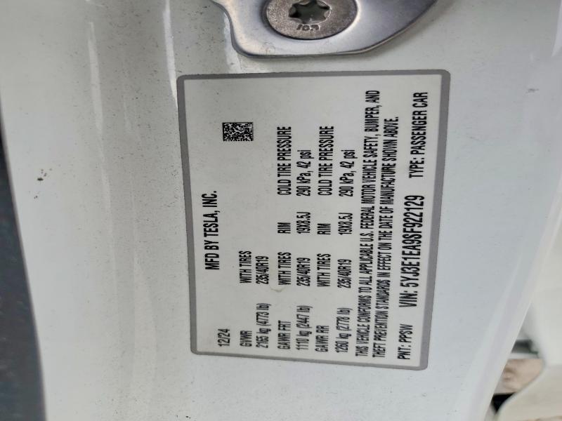 Продаж на аукціоні авто 2025 Tesla Model 3, vin: 5YJ3E1EA9SF922129, номер лоту: 56468996