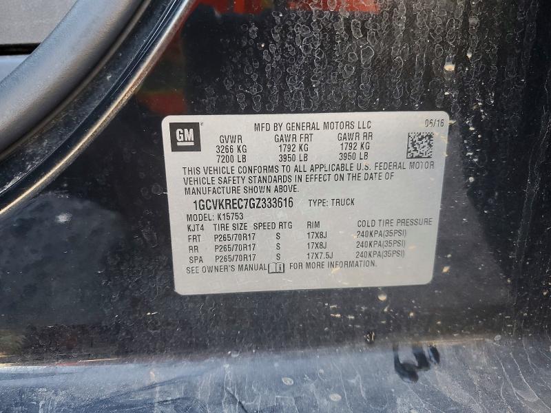55422196 :رقم المزاد ، 1GCVKREC7GZ333616 vin ، 2016 Chevrolet Silverado مزاد بيع
