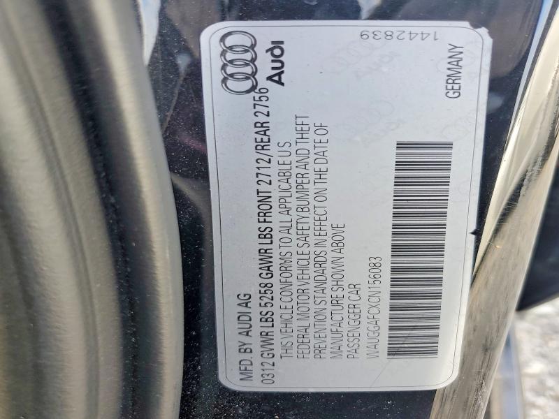 58509786 :رقم المزاد ، WAUGGAFCXCN156083 vin ، 2012 Audi A6 مزاد بيع