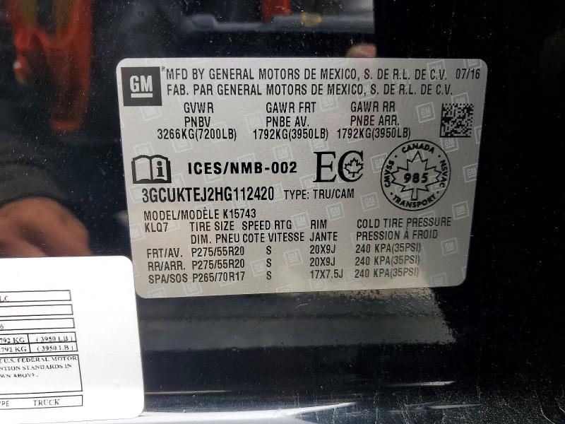 Продажа на аукционе авто 2017 Chevrolet Silverado, vin: 3GCUKTEJ2HG112420, номер лота: 59171616
