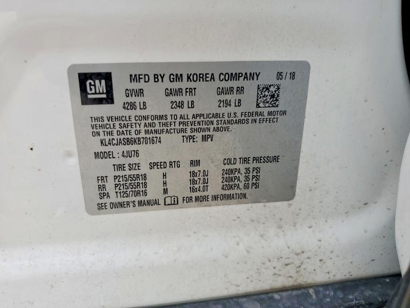 Продаж на аукціоні авто 2019 Buick Encore, vin: KL4CJASB6KB701674, номер лоту: 56271626